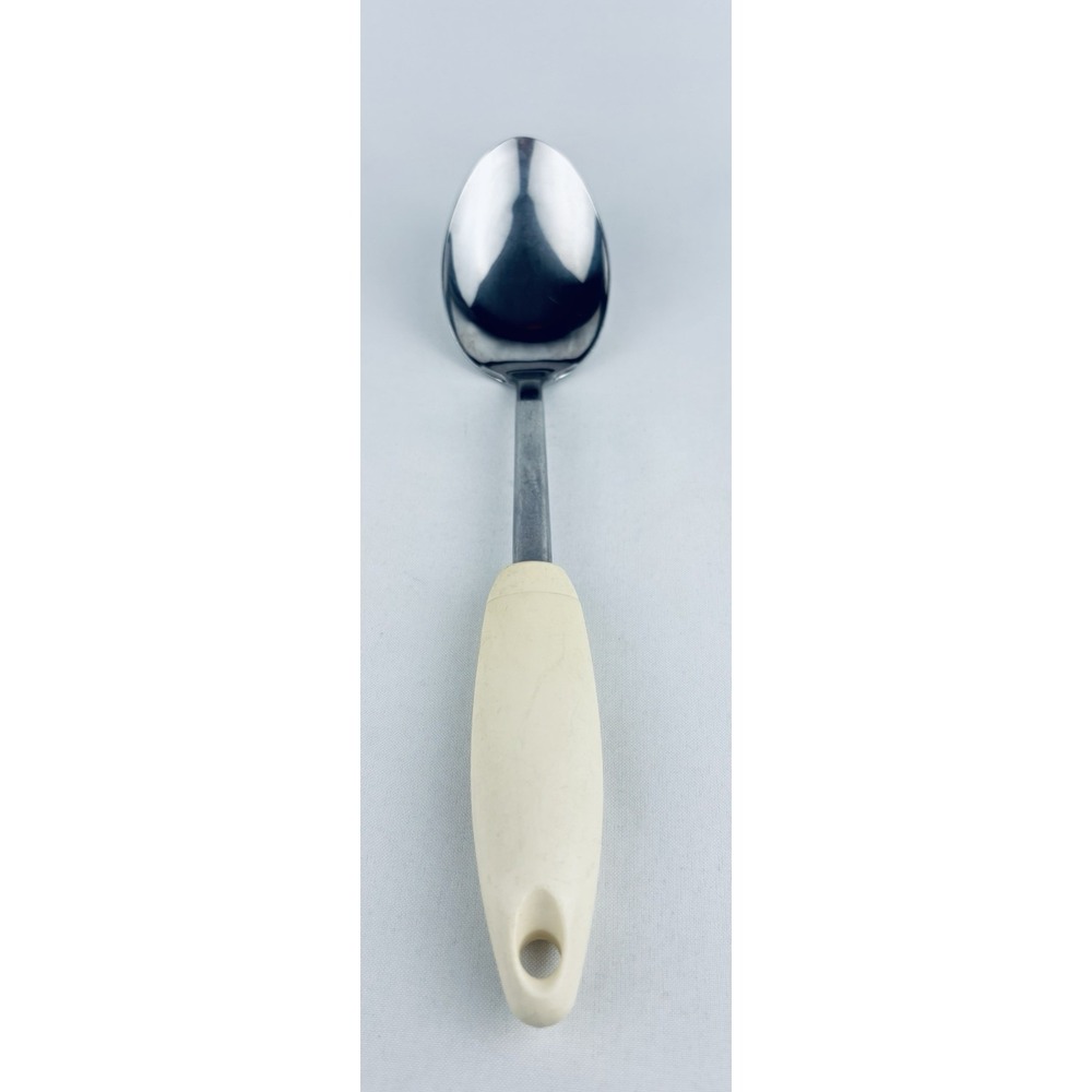 Vintage Pyrex Solid Stainless Steel Serving Spoon With White Handle